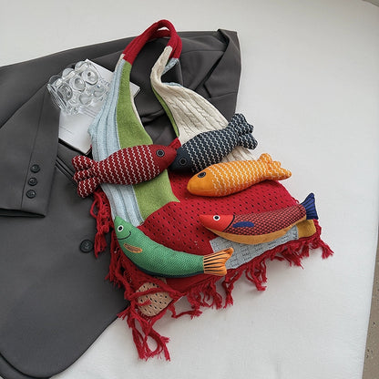 【バッグ】レディース トートバッグ ニット素材 大容量 通勤 肩掛け おしゃれ カジュアル【SHシリーズ】