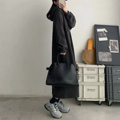 【24AW】【10～15日内発送】【ワンピース】韓国風 ゆったり プラスサイズ 裏起毛 フード付き 長袖ワンピース 【FCシリーズ】