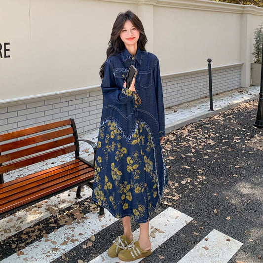 【ワンピース】デザイン性 マイナー プリント カジュアル  着痩せ シャツワンピース【SHシリーズ】