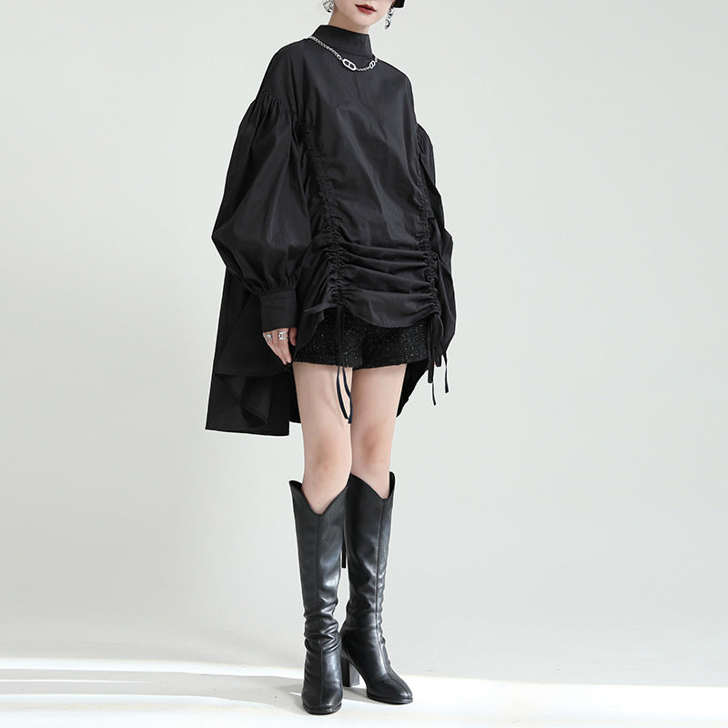 【トップス】春 秋 冬 ゆるリラックス 立襟 レトロ シャツ 【AHシリーズ】