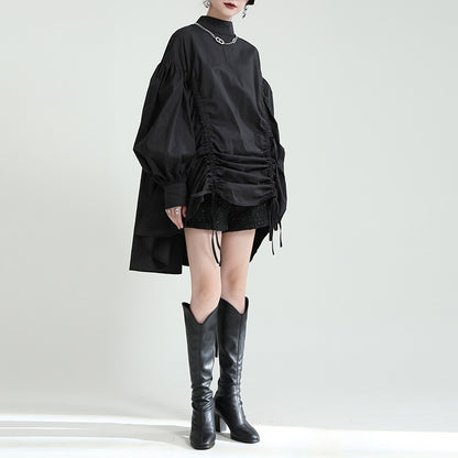 【トップス】春 秋 冬 ゆるリラックス 立襟 レトロ シャツ 【AHシリーズ】