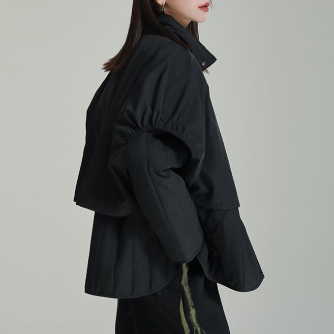 【24AW】【15～20日内発送】【アウター】ゆったり スタンドネック フェイクレイヤード 綿入れコート【AHシリーズ】