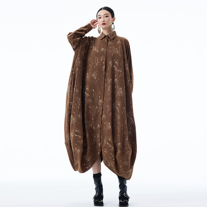 【ワンピース】春 秋 冬 体型カバー プリント 長袖 ワンピース 【AHシリーズ】