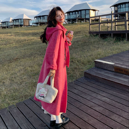 【アウター】韓国風 ダブルフェイスウールコート レディース フード付き 秋冬新作【JZシリーズ】