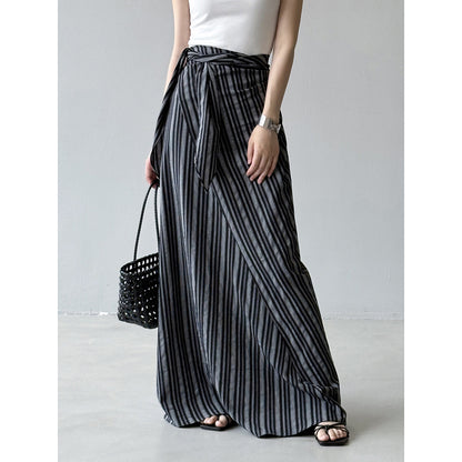 【来年夏再販】【ボトムス】夏 リゾート風 ウエストリボン Aライン スカート 【SNシリーズ】