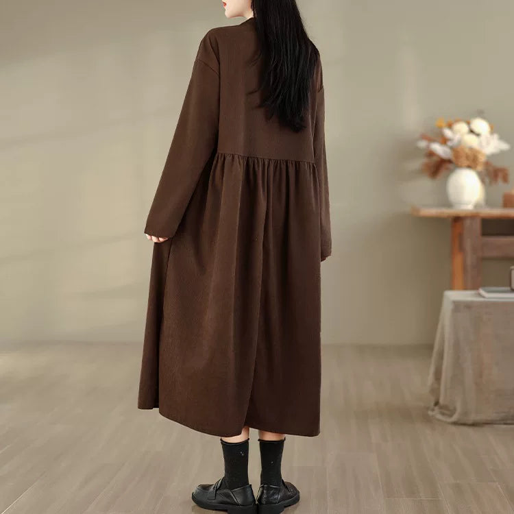 【ワンピース】コーデュロイ ハーフボタン ハーフボタン 長袖 ワンピース 【JZシリーズ】