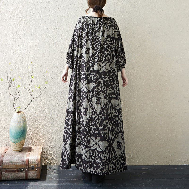 期間限定🍂60%OFF【ワンピース】リゾート風花柄ロングワンピース レディース 秋新作 大きいサイズ ゆったり ボリュームスリーブ 大人可愛い【SHシリーズ】