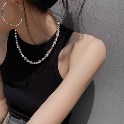 【グッズ】ボールチェーンネックレス レディース シルバー Y2K風 韓国風 モードアクセサリー 首元アクセ