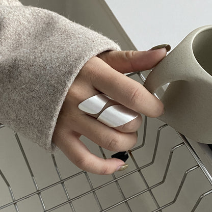 【グッズ】欧米デザイン感  個性派 不規則マット質感 オープンリング 指輪