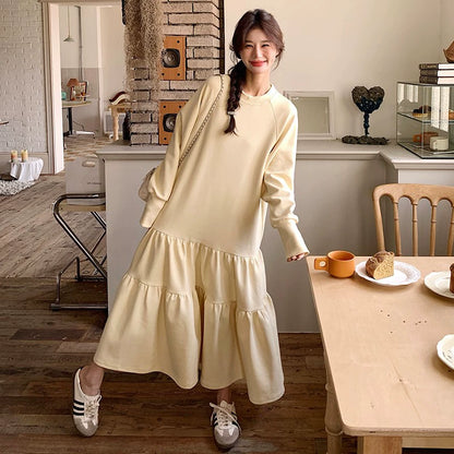 【ワンピース】リラックス感 スウェットワンピース 春秋 個性的 かわいい カジュアルゆったり 長袖ワンピース【JZシリーズ】