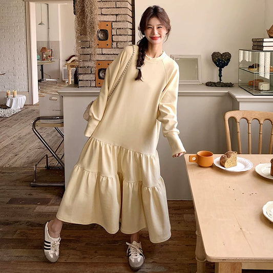 【ワンピース】リラックス感 スウェットワンピース 春秋 個性的 かわいい カジュアルゆったり 長袖ワンピース【JZシリーズ】