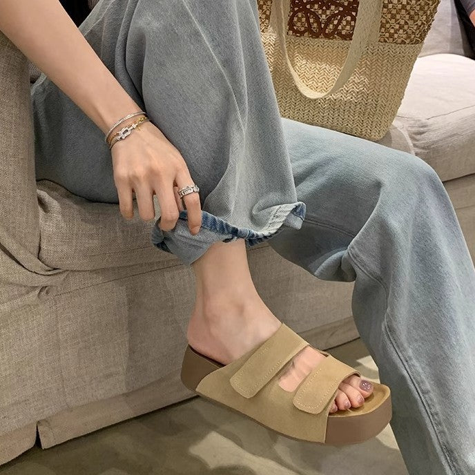 【シューズ】夏 厚底 ダブルマジックテープ 外履き対応 ビルケンサンダル