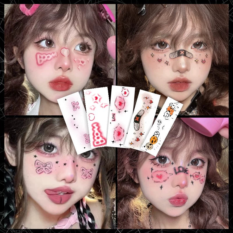 11種類【ハロウィン】ダークゴシック風 メイク用タトゥーシール ハロウィン 薔薇＆茨 フェイスステッカー ハートチーク風 メイクシール