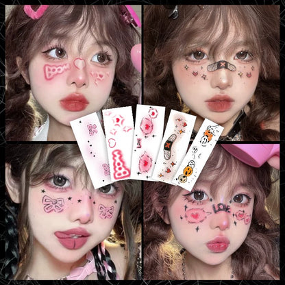 11種類【ハロウィン】ダークゴシック風 メイク用タトゥーシール ハロウィン 薔薇＆茨 フェイスステッカー ハートチーク風 メイクシール
