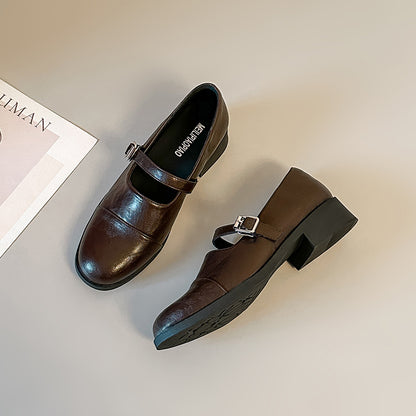 【シューズ】フトレザー ヴィンテージ ローファー 新作 パンプス マリージェーン フレンチスタイル シューズ