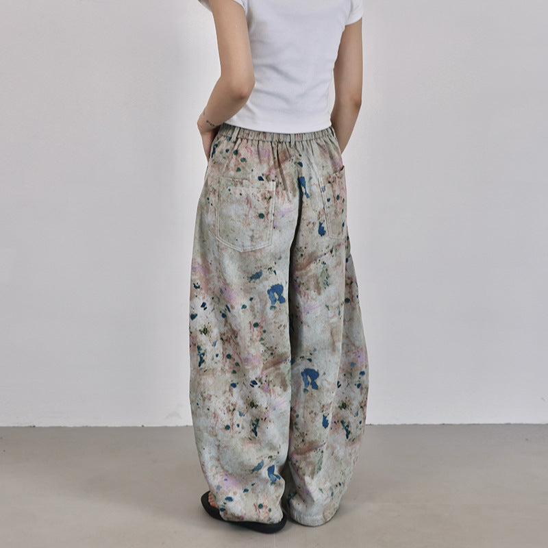 【ボトムス】夏 ムラ染め セーバーパンツ風 	デニム  バナナパンツ 【SHシリーズ】