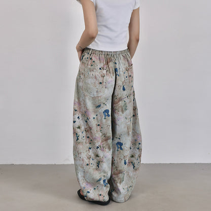 【ボトムス】夏 ムラ染め セーバーパンツ風 	デニム  バナナパンツ 【SHシリーズ】