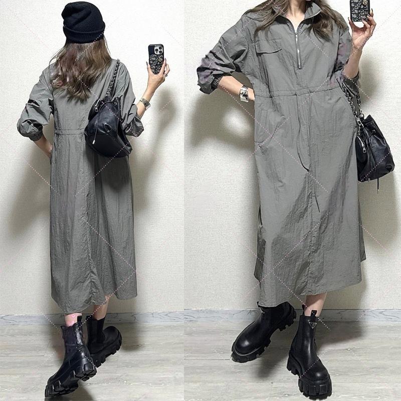 【24AW】【ワンピース】日系 人気 合わせやすい ハイネック ストリング 長袖ワンピース