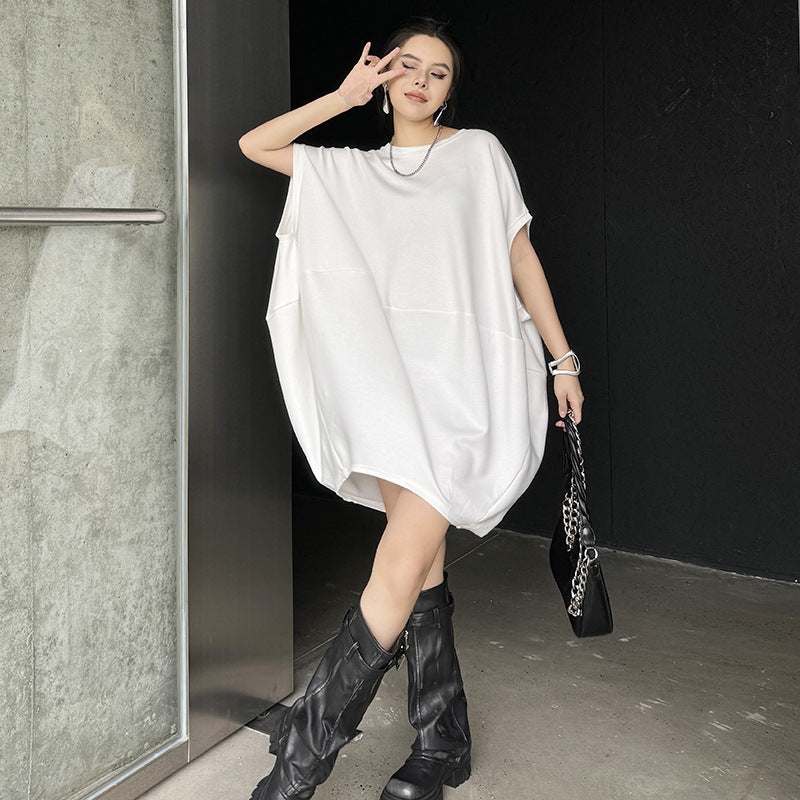 60%OFF⭐️【ワンピース】ヴィンテージ風 バットスリーブ ワンピース レディース 夏 無地 半袖 ロング丈 リラックス感 体型カバー 大人カジュアル【AHシリーズ】