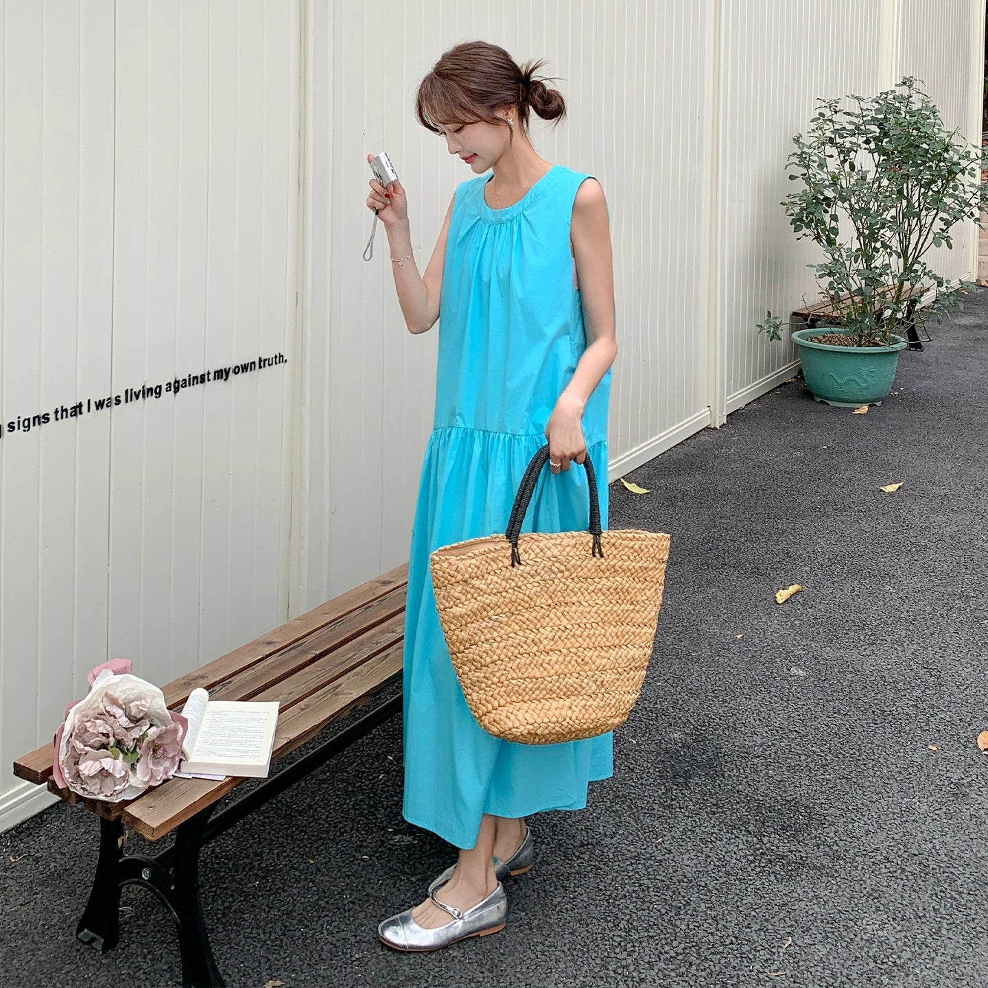 【ワンピース】リゾートワンピース レディース ブルー ノースリーブ ロング丈 ゆったりシルエット 上品 カジュアル【JZシリーズ】