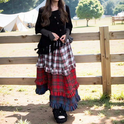 【60%OFF⭐️早い者勝ち】【ボトムス】可愛らしい 上品 チェック コンビカラー ハイウエストスカート 【SHシリーズ】