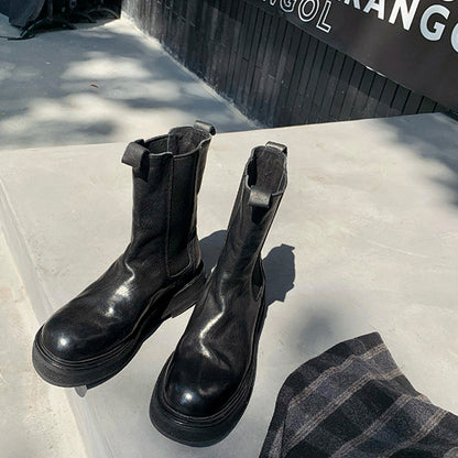 【シューズ】裏起毛 厚底 ストレートブーツ 【JZシリーズ】