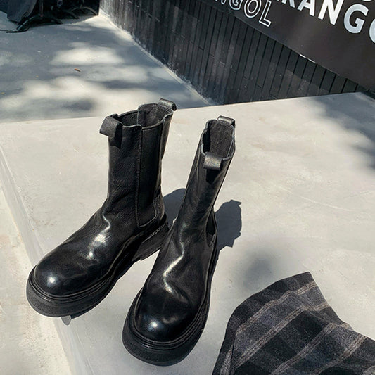 【シューズ】裏起毛 厚底 ストレートブーツ 【JZシリーズ】