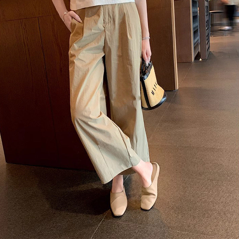 【シューズ】高級感あふれるスクエアトゥミュール｜上品♡フラットローヒールサンダル