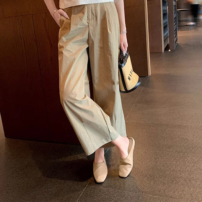 【シューズ】高級感あふれるスクエアトゥミュール｜上品♡フラットローヒールサンダル