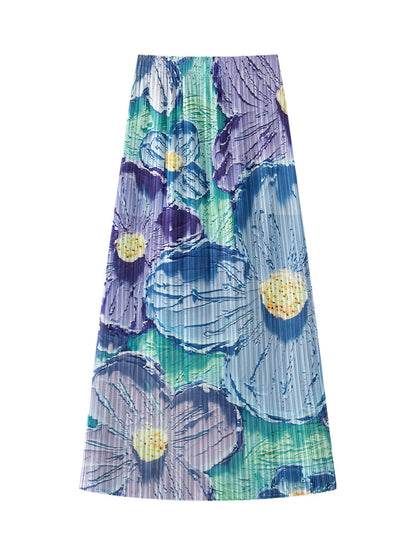 【ボトムス】夏 プリーツデザイン ハイウエスト 細見え 万能コーデ ミモレ丈 スカート 【SHシリーズ】