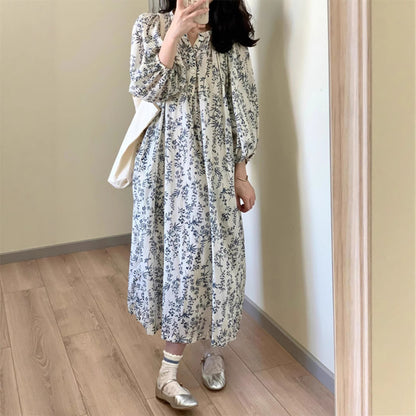 60%OFF⭐️【ワンピース】フレンチテイスト フラワープリント 半袖ワンピース レディース 夏 ロング丈 ウエストマーク 体型カバー 大人可愛い【SHシリーズ】
