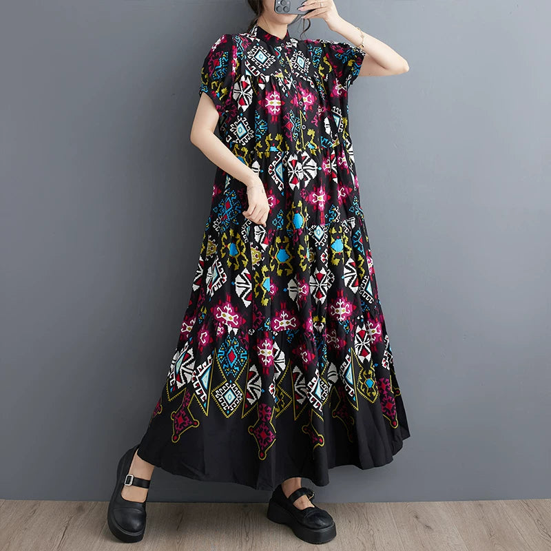 【ワンピース】大きいサイズ レディース夏新作 韓国風 ゆったりサイズ スリム効果 花柄 半袖 シャツワンピース【SHシリーズ】