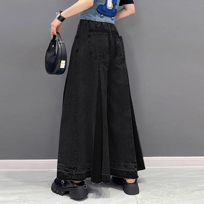 【ボトムス】アメカジ ウォッシュ加工デニムワイドパンツ レディース 春秋 ヴィンテージ風 ルーズシルエット カジュアル【AHシリーズ】