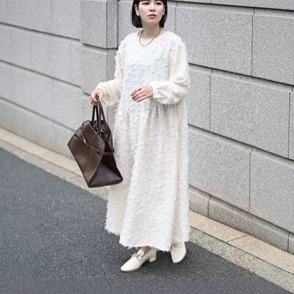 【ワンピース】大きいサイズ ラウンドネック 長袖 ワンピース【JZシリーズ】