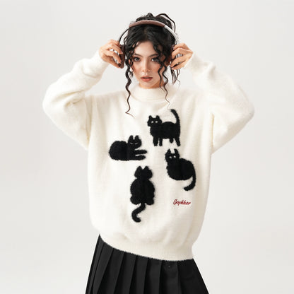 【トップス】春 秋 冬 モヘア 厚手 ニットプルオーバー ヘビーウェイト セーター 【FCシリーズ】