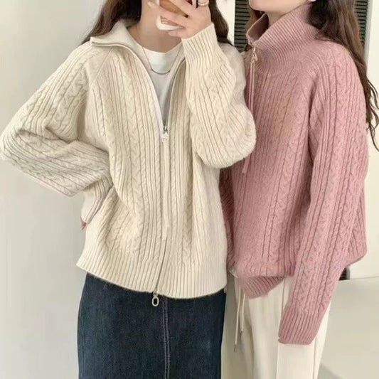 【24AW】【アウター】ファッション レトロ 無地 合わせやすい カーディガン