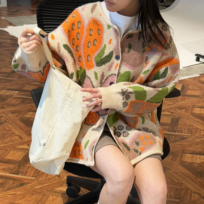 【トップス】春秋冬 日常に溶け込む ファッション プリント ニット生地 カーディガン【SNシリーズ】