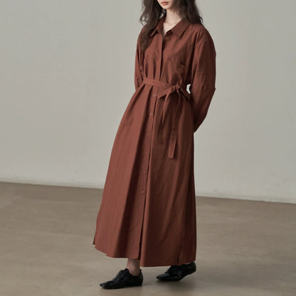 【24AW】【15～20日内発送】【ワンピース】シンプル レトロ 高級感 合わせやすい 長袖ワンピース