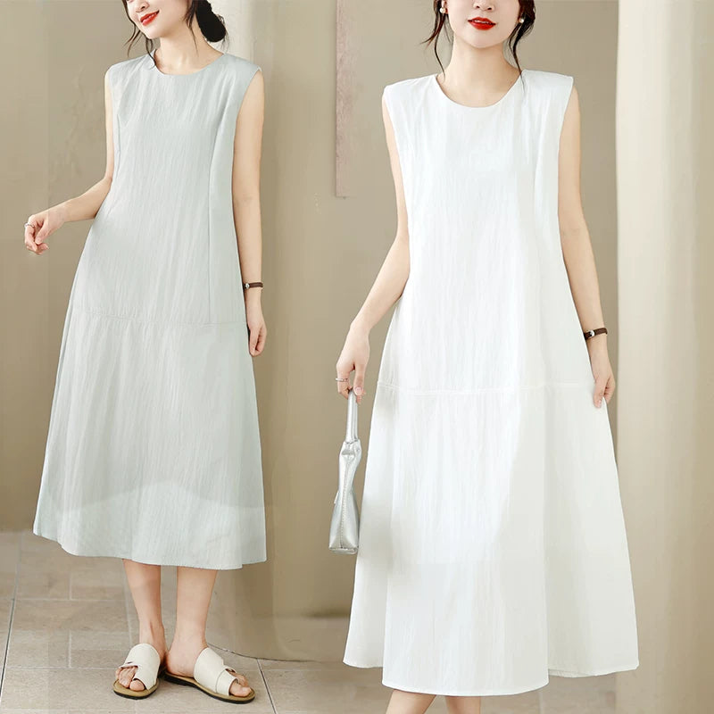 無袖長款連衣裙｜簡約顯瘦氣質洋裝【JZ系列】