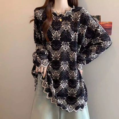 【トップス】レース クロッシェ カットワーク 着痩せ 大きいサイズ Ｔシャツ【SHシリーズ】