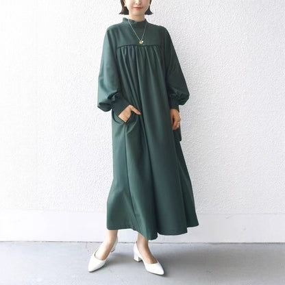【ワンピース】切り替え メローフリル ギャザー ゆったり 長袖 ワンピース 【JZシリーズ】