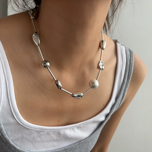 【🎁 B2G1｜先行スタート！】【グッズ】メタル×パール ネックレス レディース 高級感 個性派 チョーカー チョーカーネックレス