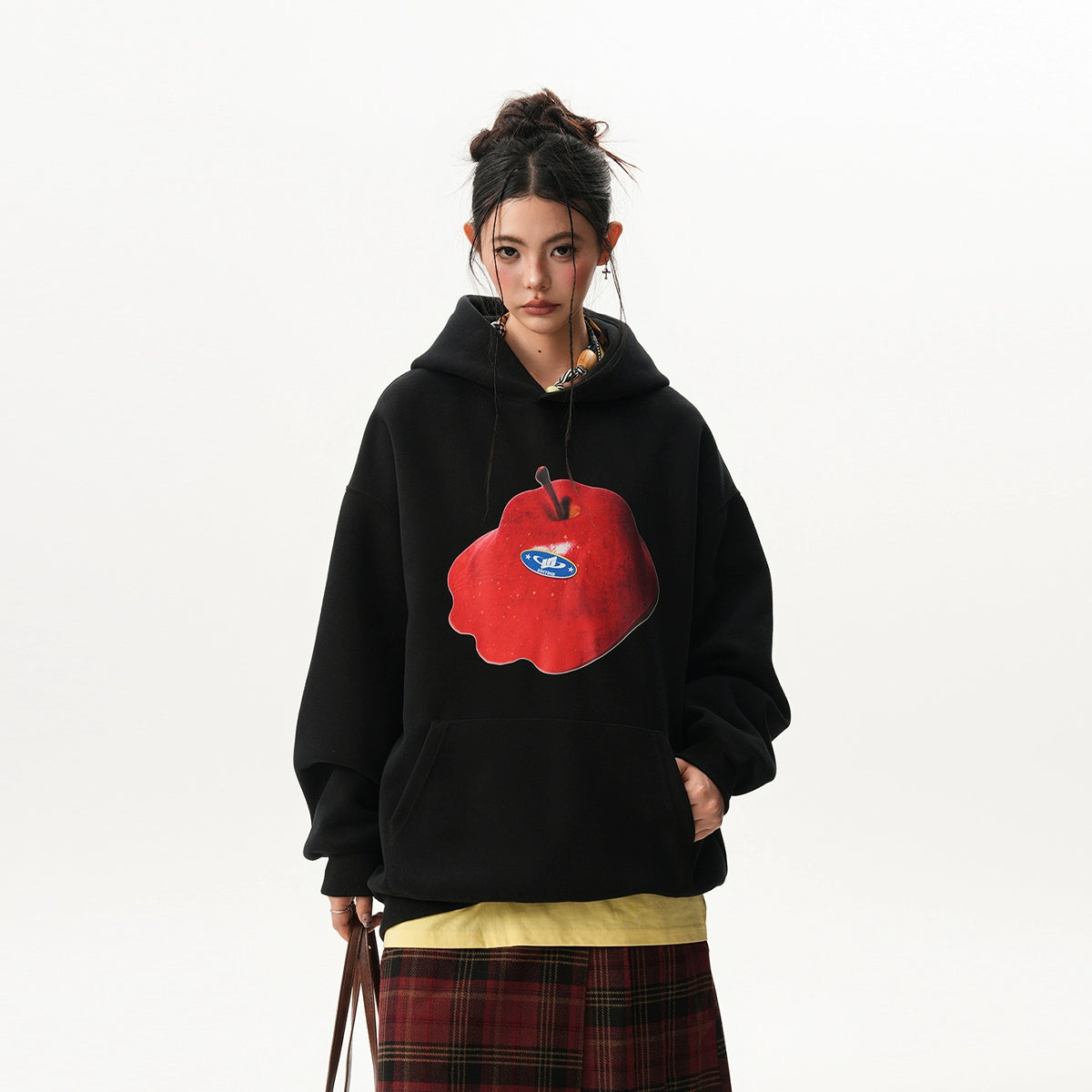 【60%OFF⭐️先行スタート！】【トップス】アップルプリント 男女兼用 ゆったり カジュアル パーカー【FCシリーズ】