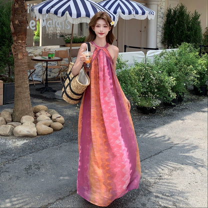 【ワンピース】夏新作 タイダイ柄 ノースリーブワンピース リゾート感満載 旅行コーデにぴったり【SHシリーズ】