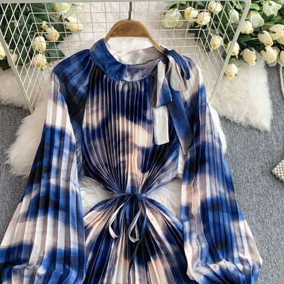 【ワンピース】【1枚で主役級】フレンチ・レトロ・マキシ長袖ワンピース ✨ 着痩せ叶う、大人の花柄【SHシリーズ】