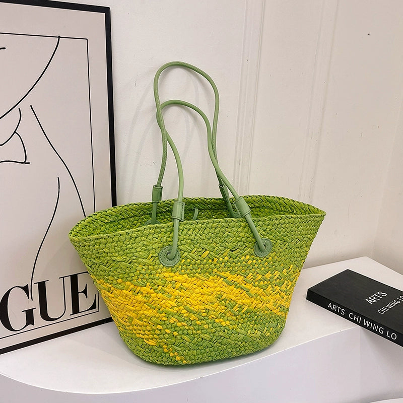 10色展開【バッグ】大容量 通勤 トートバッグ 夏新作 ビーチ旅行リゾート 編みバッグ ショルダーバッグ