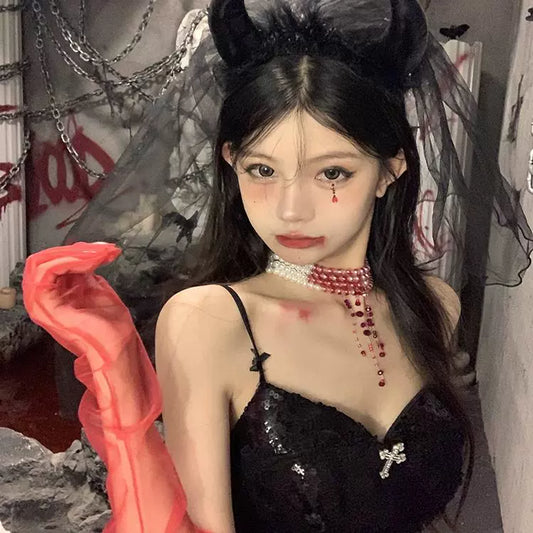 【ハロウィン】ハロウィン ロリータ アクセサリー 小悪魔ベール コスプレヘッドドレス