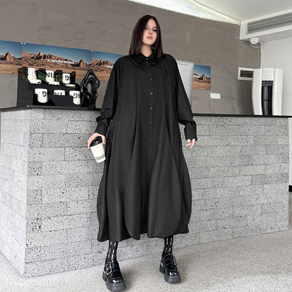 【ワンピース】春 秋 冬 無地 裾アシンメトリー シャツワンピース 【AHシリーズ】