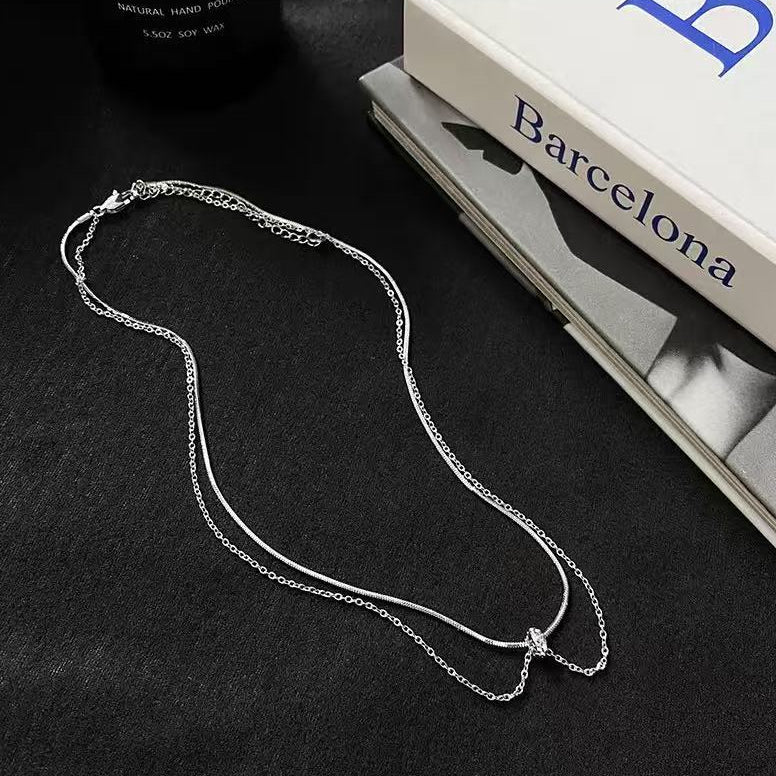 【グッズ】ミニマルデザイン 2連ネックレス レディース シンプル おしゃれ 華奢見え チェーンネックレス 重ね付け アクセサリー