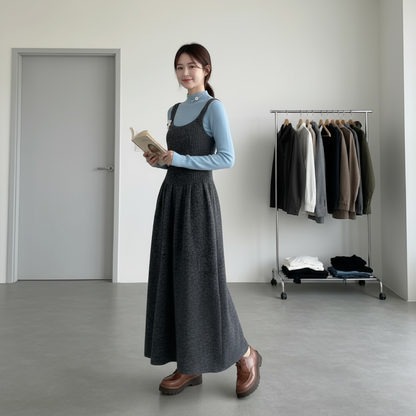 【セットアップ】初秋〜冬向け キュート セーター + ノースリーブワンピース 2点上下セット 【JZシリーズ】